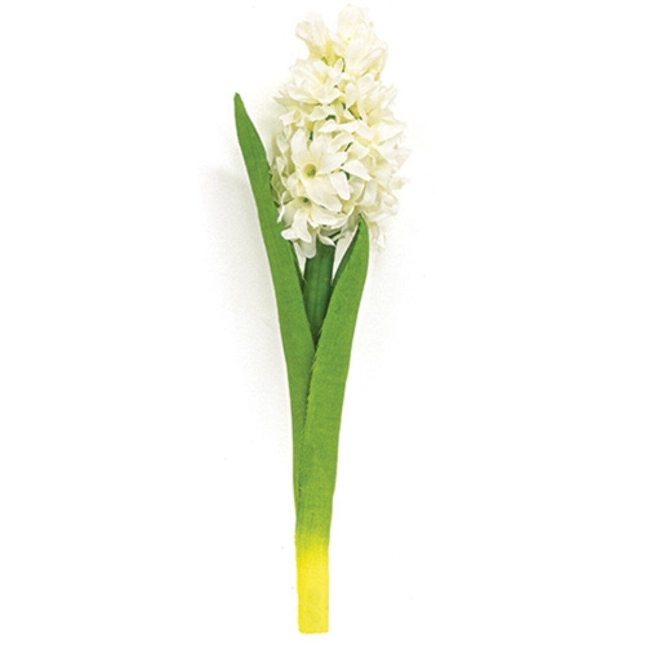 White Hyacinth Stem Artificial Flower 11 Inch Green Yellow - Set of 3